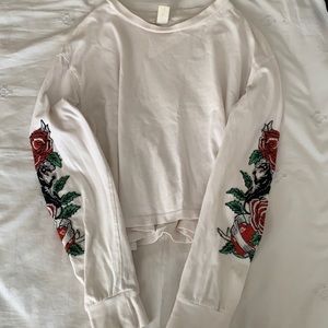 Embroidered White Long Sleeve Size S